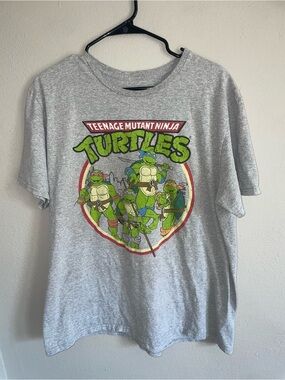 Nickelodeon Gray TMNT Graphic Tee with Green Turtles XL